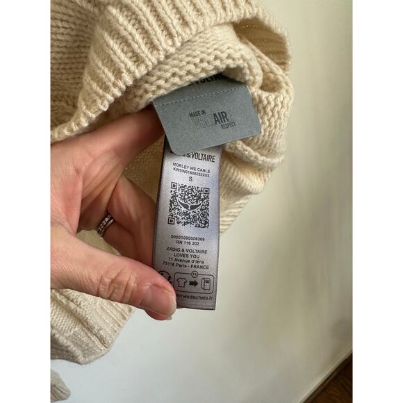 Zadig & Voltaire Defile Morley Cable Knit Cream Sweater NWT Small - Picture 9 of 12